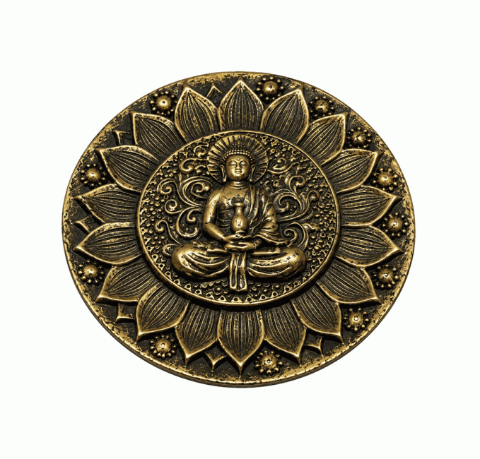Kulatý kadidelnice Buddha Lotus ze zlaté pryskyřice 10 cm chez Arabesk|cz