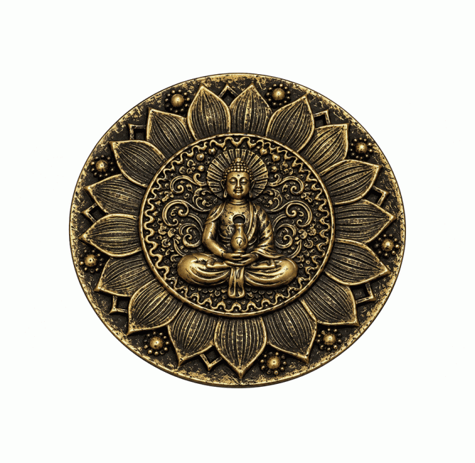 Kulatý kadidelnice Buddha Lotus ze zlaté pryskyřice 10 cm chez Arabesk