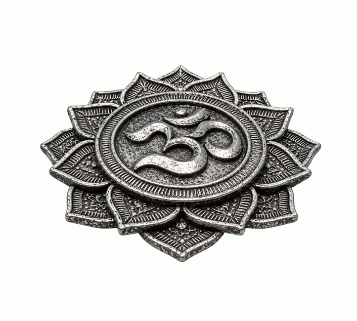 Kulatý kadidelnice Om Lotus postříbřená pryskyřice 10 cm chez Arabesk