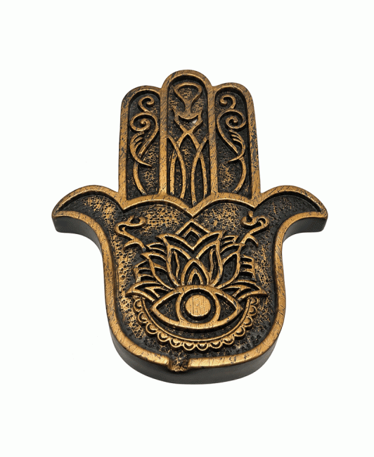 Měděný kadidelník Ruka Fatimy Hamsa z pryskyřice 11 cm chez Arabesk|cz