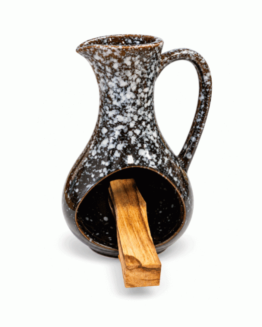 Černý keramický kadidelnice s tečkovaným vzorem 12 cm chez Arabesk