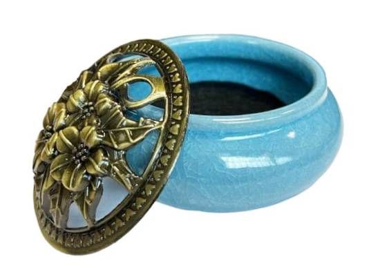 Porte Encens Céramique Bleu 10cm chez Arabesk|cz