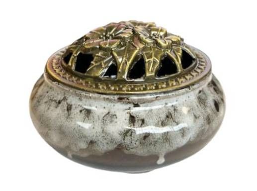 Porte Encens Céramique Marron et Gris 10cm chez Arabesk