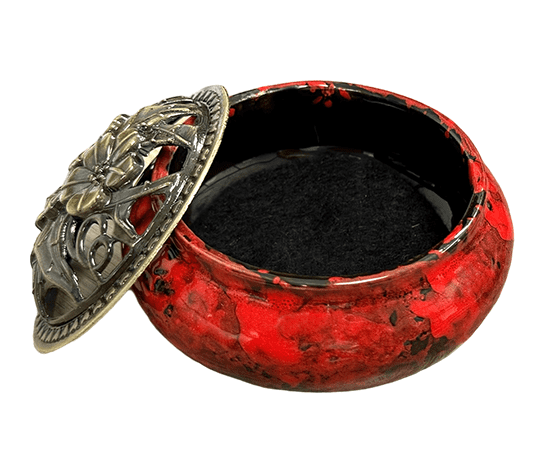 Porte Encens Céramique Rouge et Noir  10cm chez Arabesk|cz