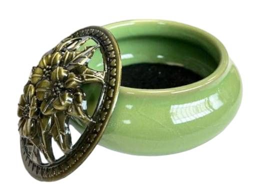 Porte Encens Céramique Vert 10cm chez Arabesk|cz