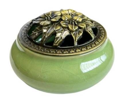 Porte Encens Céramique Vert 10cm chez Arabesk