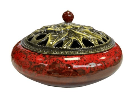 Porte Encens Céramique Rouge 14cm chez Arabesk