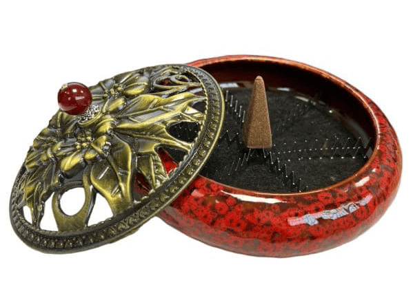 Porte Encens Céramique Rouge 14cm chez Arabesk|cz