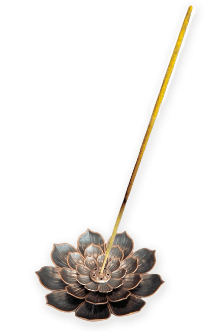 Porte Encens Métal Grande Fleur de Lotus  8.5 cm chez Arabesk|cz