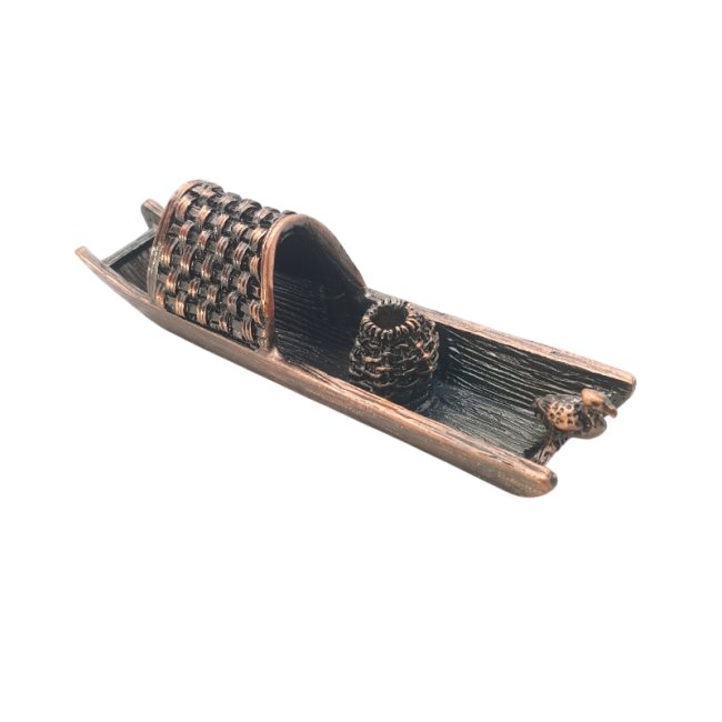 Porte Encens Métal Bateau Cuivré  9.5 cm chez Arabesk
