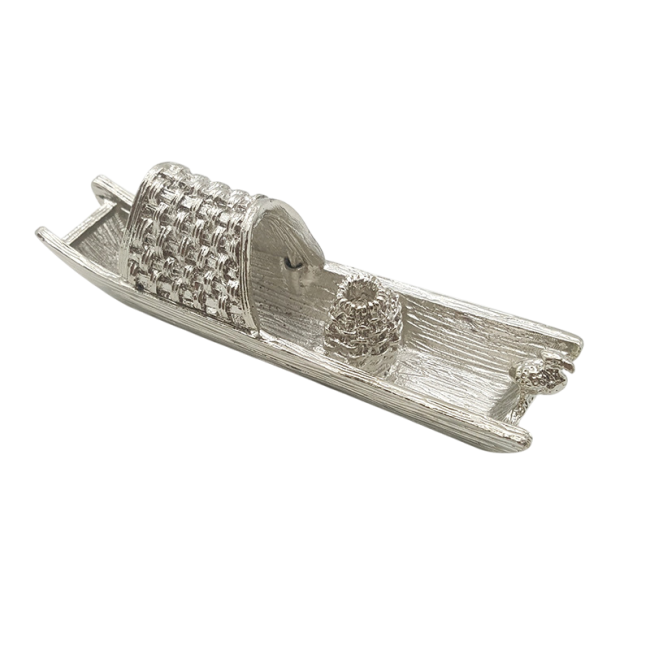 Porte Encens Métal Bateau Argent 9.5 cm chez Arabesk