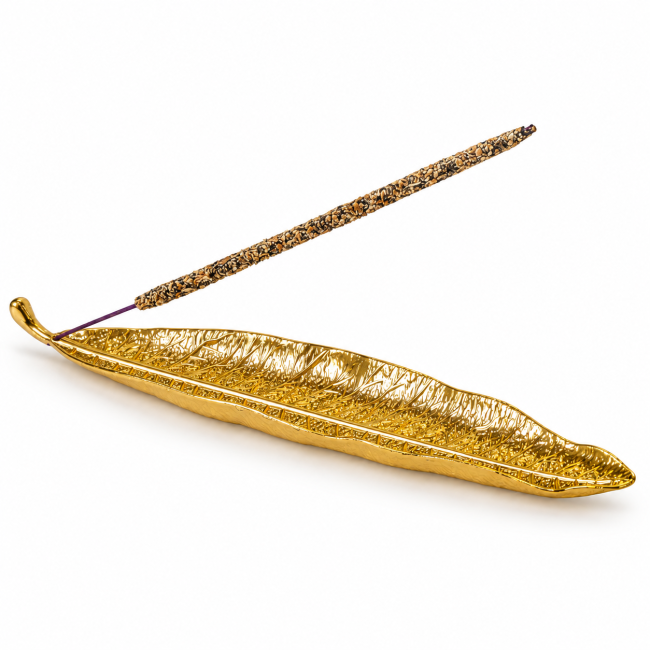 Porte-encens feuille dorée 25 cm chez Arabesk