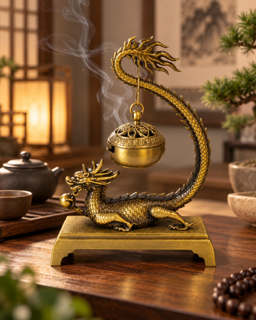 Brûle-encens suspendu décor dragon 13,6 cm chez Arabesk|cz