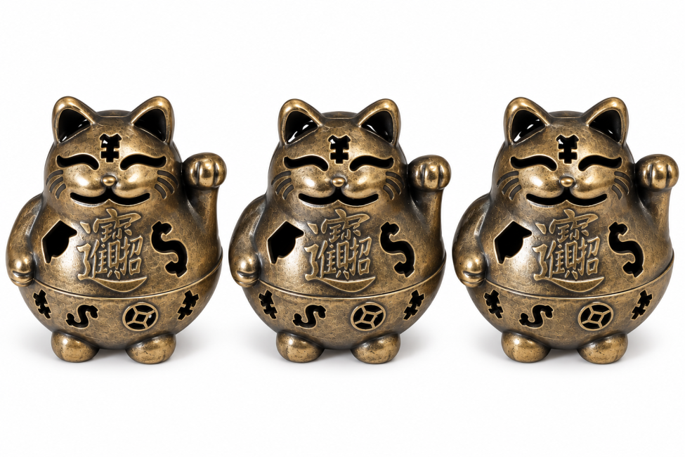 Brûle-encens Maneki-neko bronze 4,9 cm – Lot de 3 chez Arabesk
