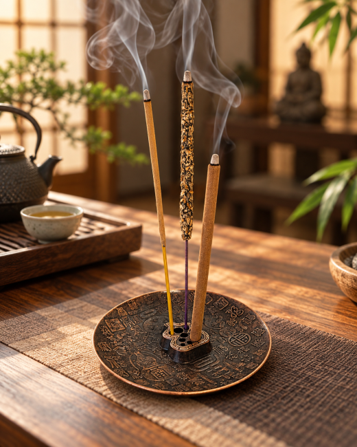 Porte-encens 9 trous décor chinois 9 cm chez Arabesk|cz