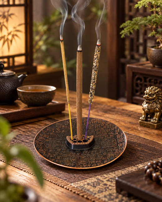 Porte-encens 9 trous décor lingot chinois 10 cm chez Arabesk|cz