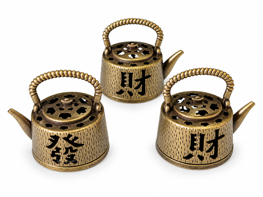 Brûle-encens théière porte-bonheur 4 cm – Lot de 3 chez Arabesk