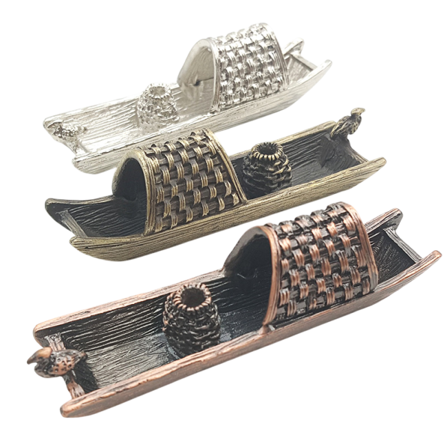 Porte Encens Métal Bateau Bronze 9.5 cm chez Arabesk|cz