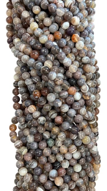 Fil de Perles Rondes Agate Botswana AA 6 mm chez Arabesk