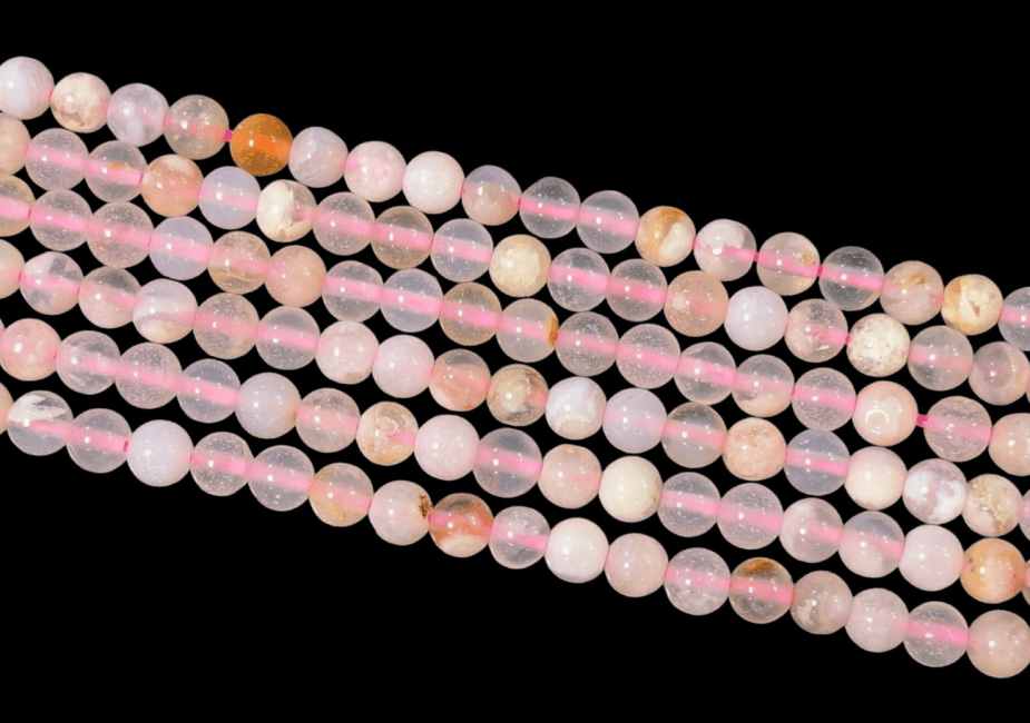 Perles Rondes sur Fil Agate Fleur de Cerisier A 4mm chez Arabesk