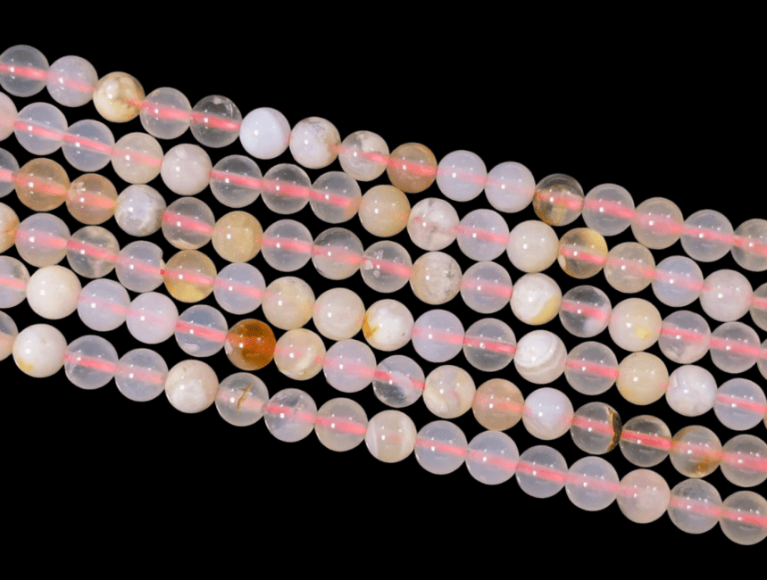 Perles Rondes sur Fil Agate Fleur de Cerisier A 6mm chez Arabesk
