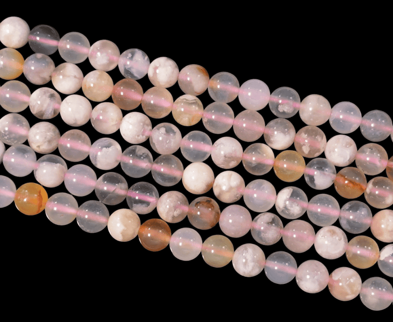Perles Rondes sur Fil Agate Fleur de Cerisier A 8mm chez Arabesk