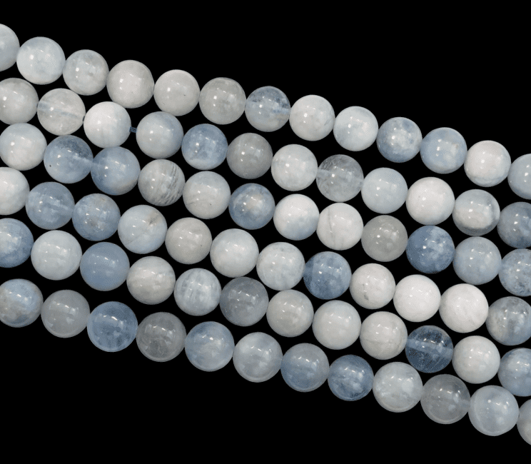 Aigue Marine perles 10mm sur fil 40cm chez Arabesk