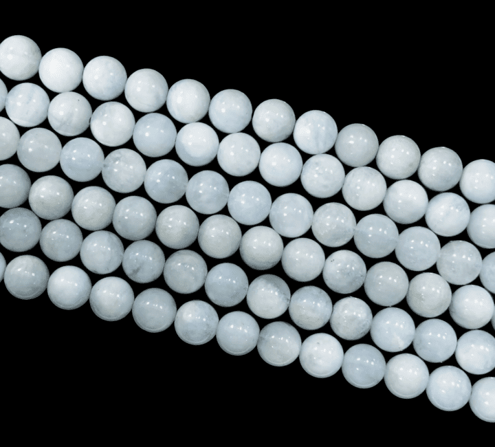 Perles Rondes sur Fil Aigue-Marine A 8-9mm chez Arabesk