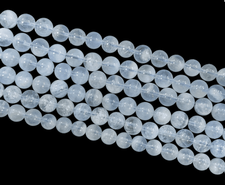 Perles Rondes sur Fil Aigue Marine AA 8–9 mm chez Arabesk