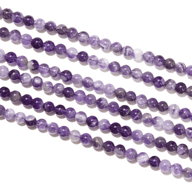 Perles Rondes sur Fil Améthyste Rubanée A 4mm chez Arabesk