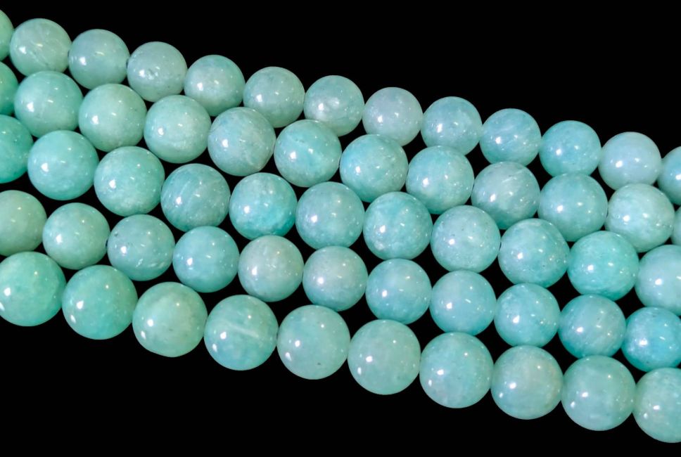 Perles Rondes sur Fil Amazonite États-Unis AA+ 7.5-8.5mm chez Arabesk