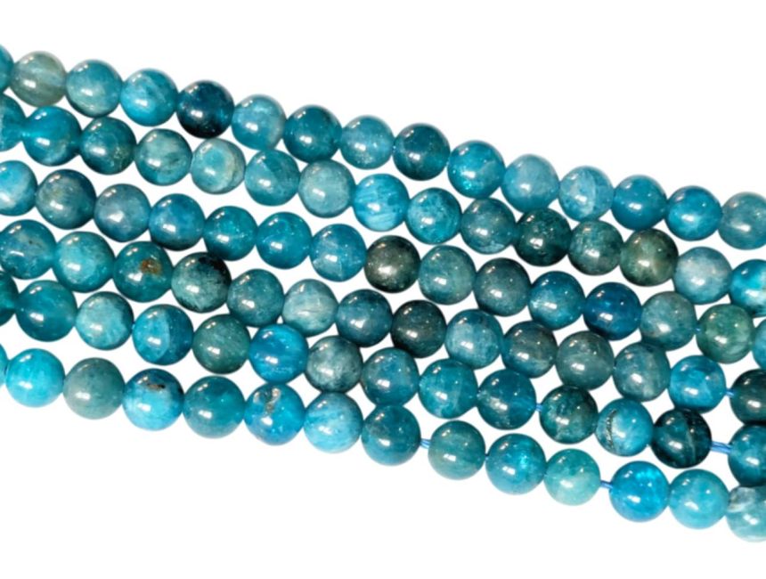 Perles Rondes sur Fil Apatite Bleue A+ 5.5mm chez Arabesk