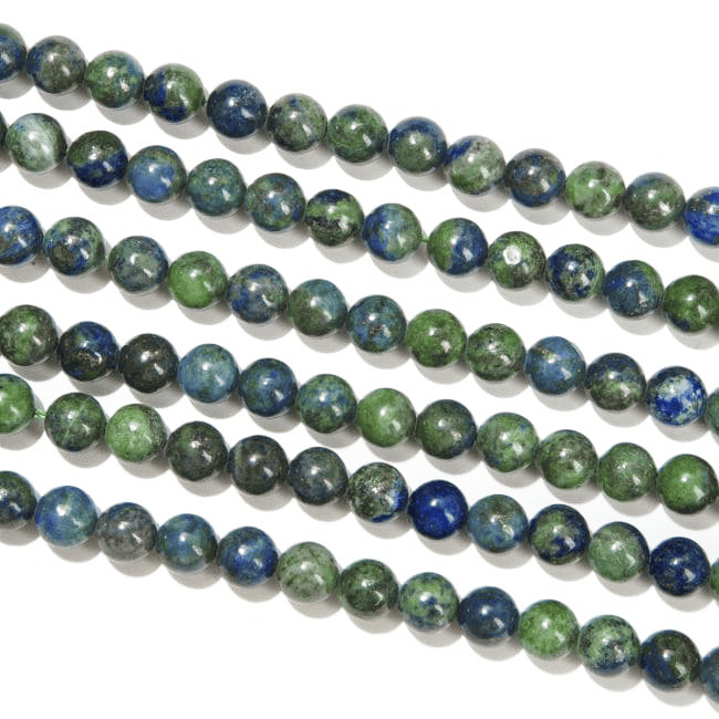 Perles Rondes sur Fil Azurite & Malachite Stabilisée A 6mm chez Arabesk