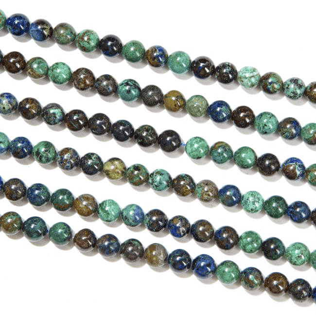 Perles Rondes sur Fil Azurite Malachite Naturelle A 8mm chez Arabesk