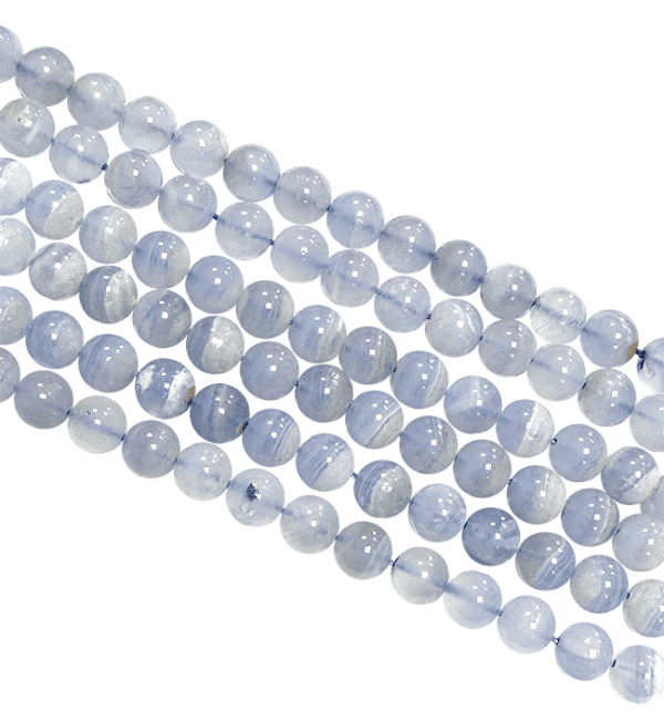 Perles Rondes sur Fil Calcédoine Bleue Rubanée A 8-9mm chez Arabesk