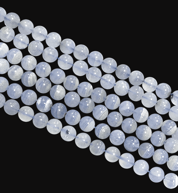 Perles Rondes sur Fil Calcédoine Bleue Rubanée A 8-9mm chez Arabesk|cz