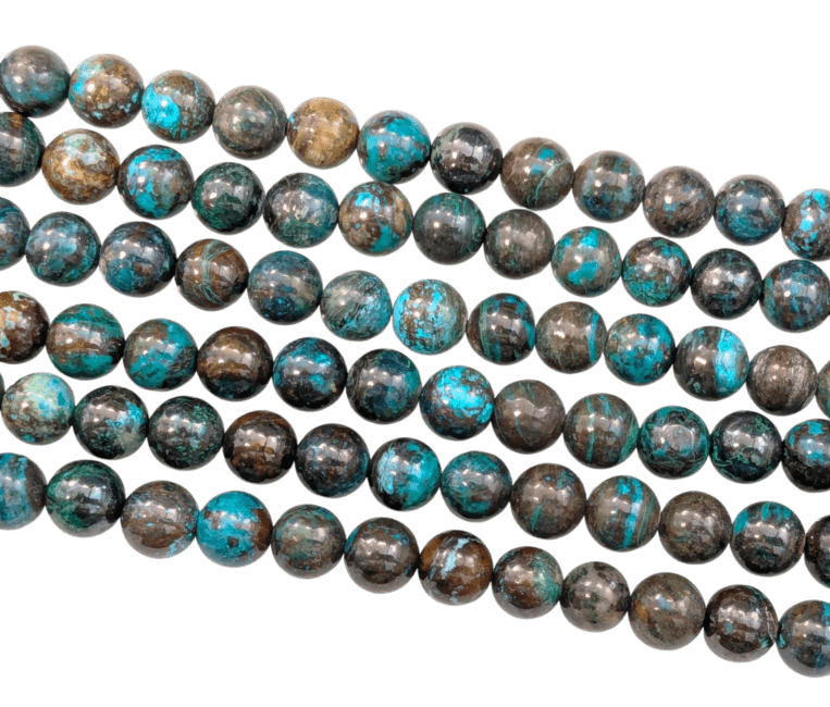 Chrysocolle du Congo AA perles 8mm sur fil 40cm chez Arabesk