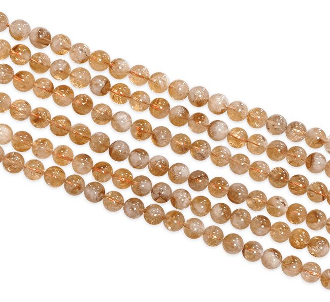 Perles Rondes sur Fil Citrine Chauffée A 8mm chez Arabesk