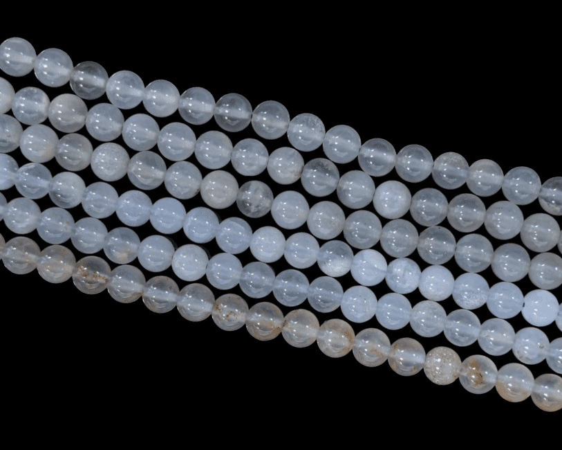 Perles Rondes sur Fil Calcédoine Bleue A 6-7mm chez Arabesk|cz