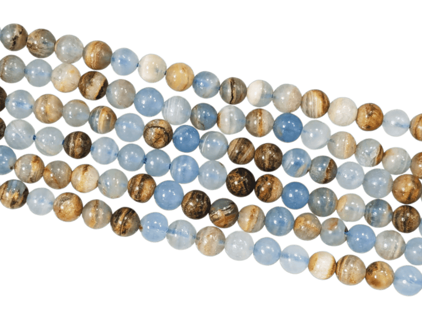 Calcite Bleue Mix AA 6-7mm sur fil 40cm chez Arabesk