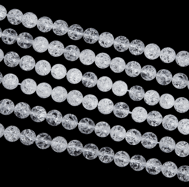 Cristal de Roche Crack A perles 4mm sur fil 40cm chez Arabesk