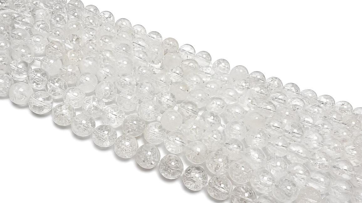 Fil de Perles Rondes Cristal de Roche Crack A 8 mm chez Arabesk|cz