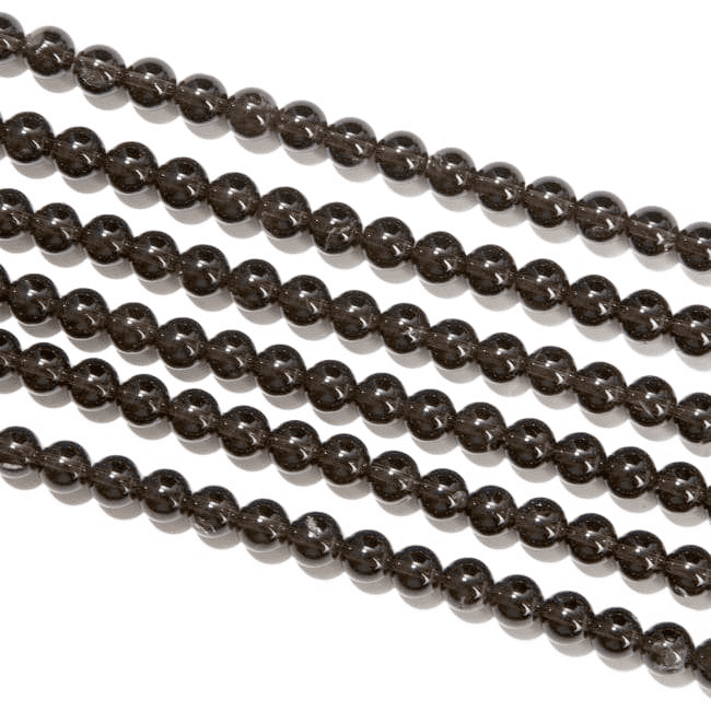 Perles Rondes sur Fil Cristal de Roche Fumé A 6mm chez Arabesk