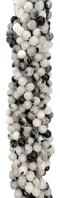 Cristal de roche Tourmaline A perles 6.5-7mm sur fil 40cm chez Arabesk