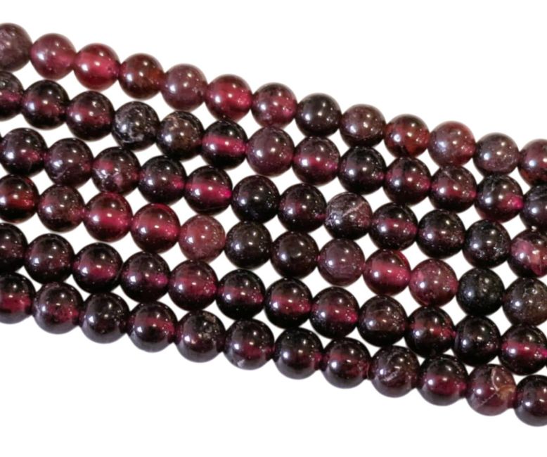 Fil de Perles Rondes Grenat Rouge A 4 mm chez Arabesk