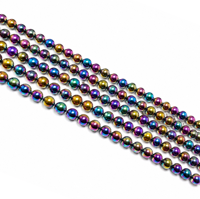 Perles Rondes sur Fil Hématite Rainbow A 6mm chez Arabesk|cz