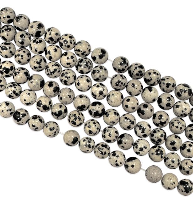 Fil de Perles Rondes Jaspe Dalmatien A 6 mm chez Arabesk|cz