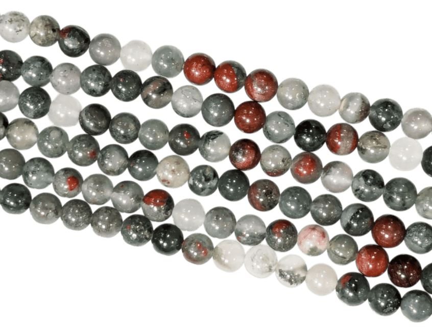 Fil de Perles Rondes Jaspe Héliotrope Bloodstone AB 6 mm chez Arabesk
