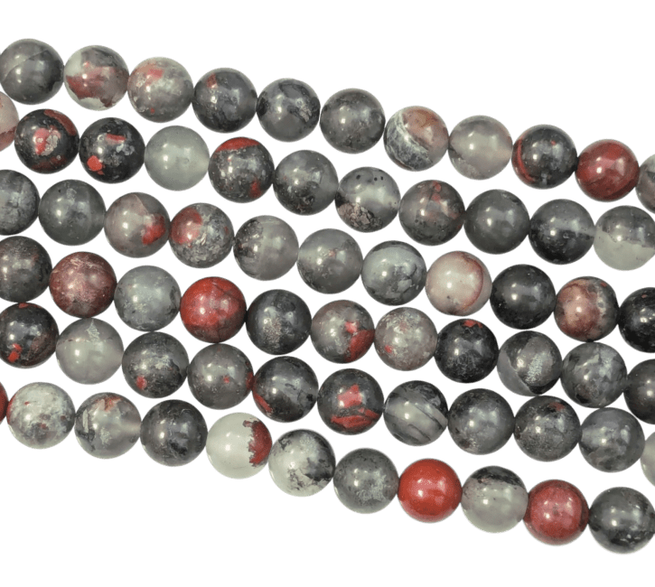 Perles Rondes sur Fil Jaspe Héliotrope Bloodstone A 8mm chez Arabesk