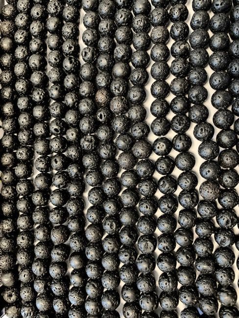 Perles Rondes sur Fil Pierre de Lave A 4mm chez Arabesk